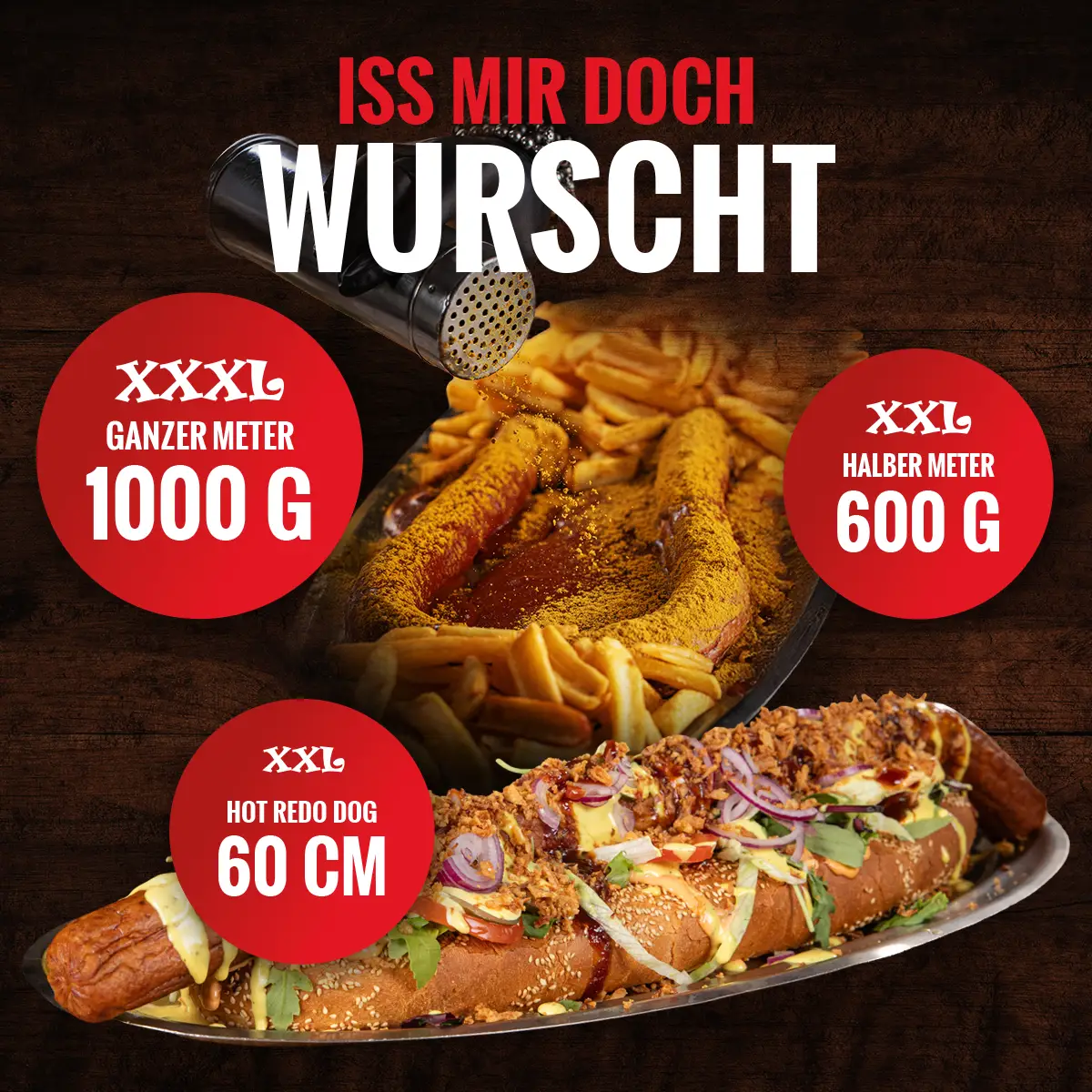 XXL Currywurst und XXL Hotdog
